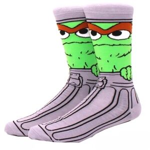 Sesame Street | Oscar the Grouch | Cartoon Character Socks | Gift | Green